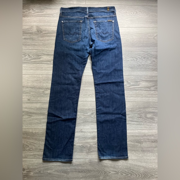 7 For All Mankind Dark Blue Straight Leg Jeans, 33 x 32 - Picture 2 of 12